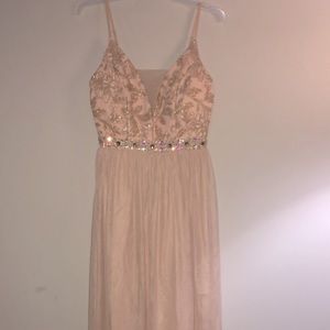 Rose gold and blush, full length prom dress